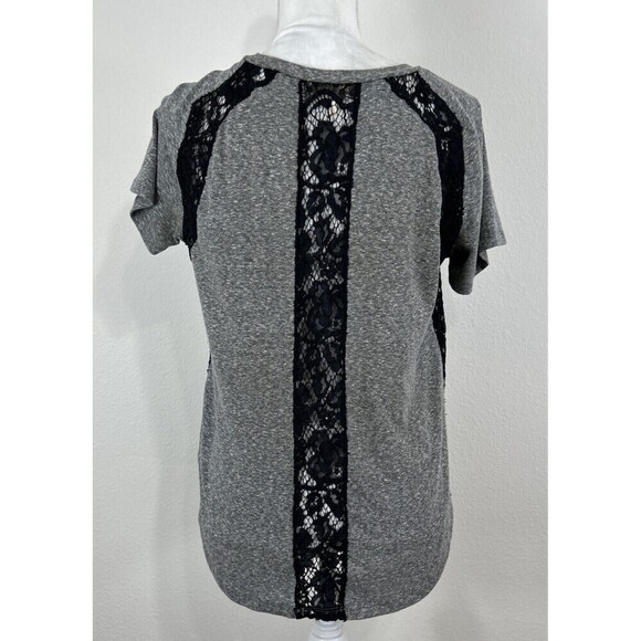 Rebecca Taylor Gray & Black Lace Inset T-Shirt Size Small (4/6) - Picture 3 of 12